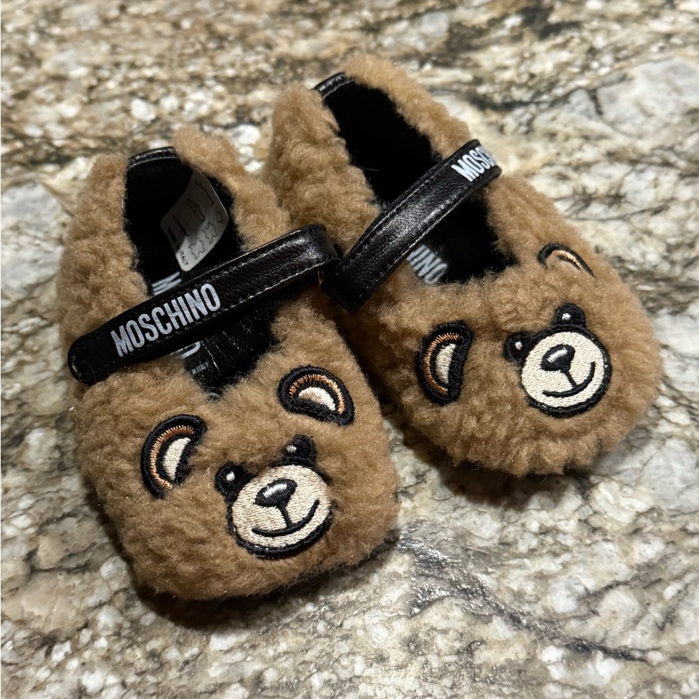Moschino Brown Teddy Bear Baby Shoes
